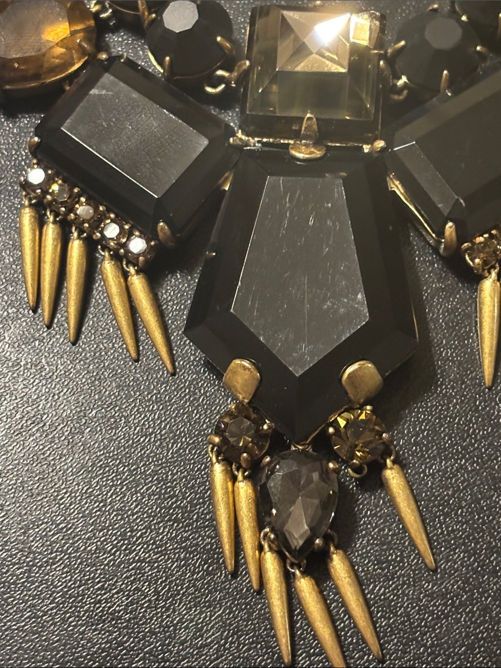 J. Crew Statement Necklace Black, Gray and Yellow Missing a Spike and a Stone - Picture 8 of 17